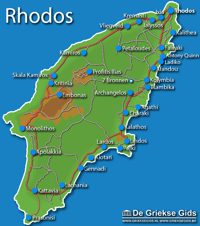 Rhodos - mapa středisek a pláží Images - Frompo