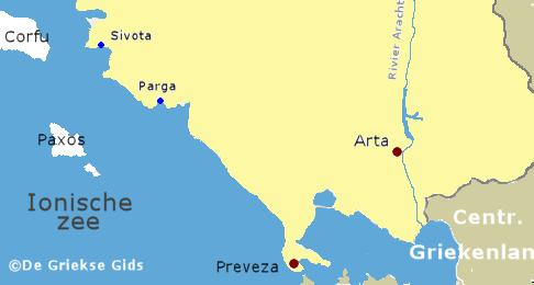De kaart van Preveza en zuid Epirus - The map of South Epirus