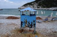 Kleedhokje op het strand van Glisteri, Skopelos. 