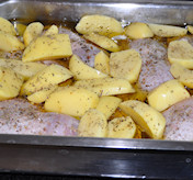 Kip gaat in de oven