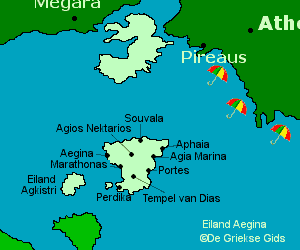 De kaart van Aegina - The map of Aegina