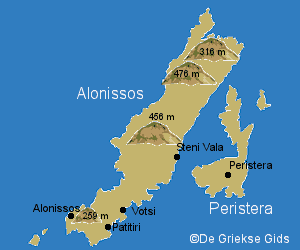 kaart van Alonissos - Map of Alonissos