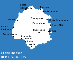 De kaart van Thassos - The map of Thasos