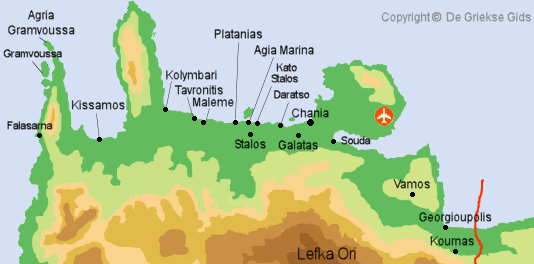 De kaart van streek rond Georgioupolis