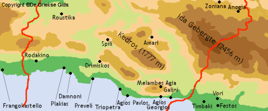 Kaart van Zuid Rethymnon