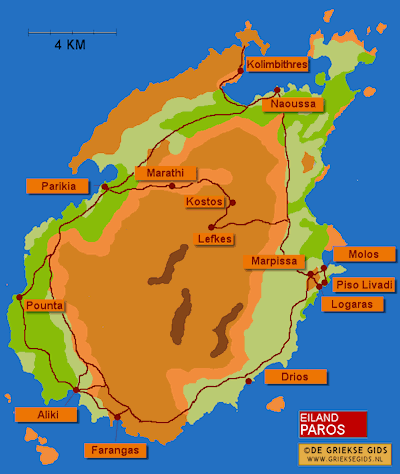 Kaart van Paros - Map of Paros