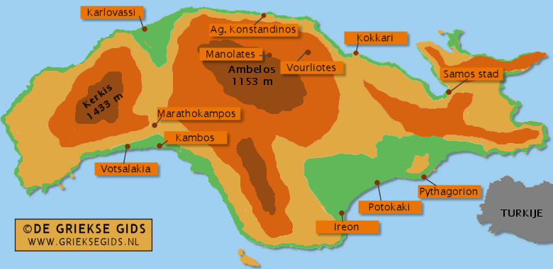 Kaart van Samos - Map of Samos