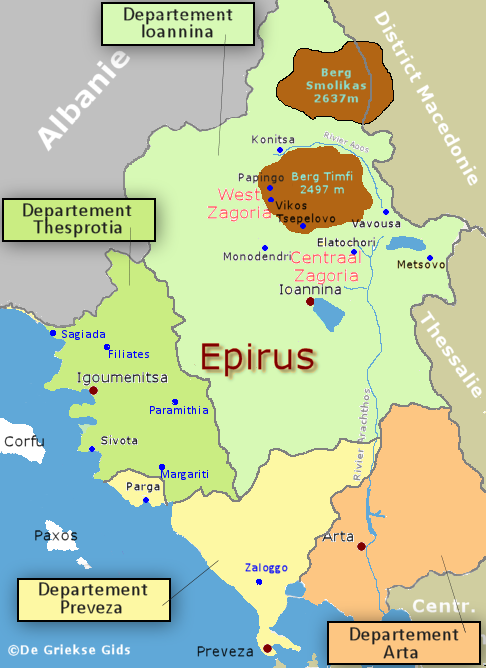 De kaart van Epirus - The map of Epirus