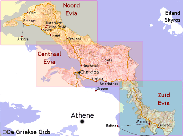 Kaart Evia - Landkaart Evia