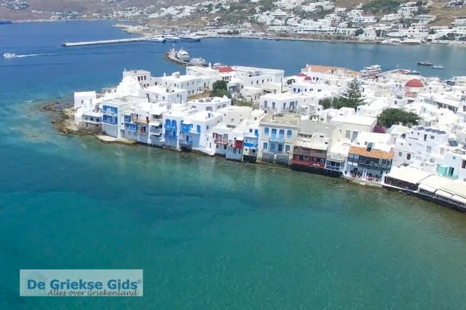 Cycladen: Luchtfoto van Mykonos-stad