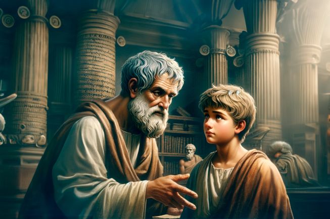 Aristoteles met Alexander de Grote