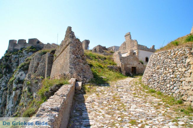 Kythira-stad Chora kasteel en kerk