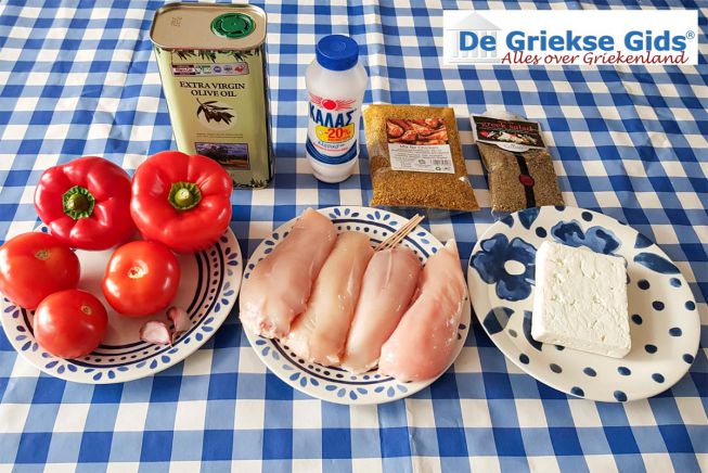 Ingrediënten voor gevulde kip met feta