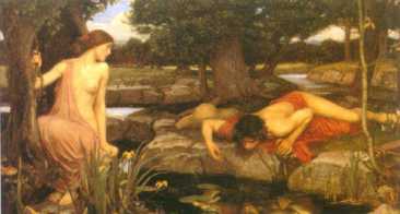 Narcissus verliefd op eigen spiegelbeeld