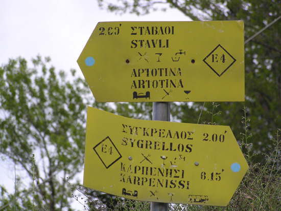 Bordjes van het lange-afstandspad E4