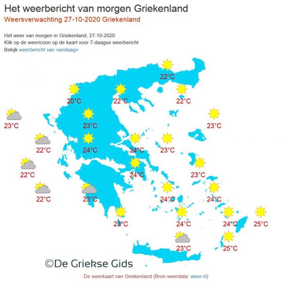 Weerkaart Griekenland