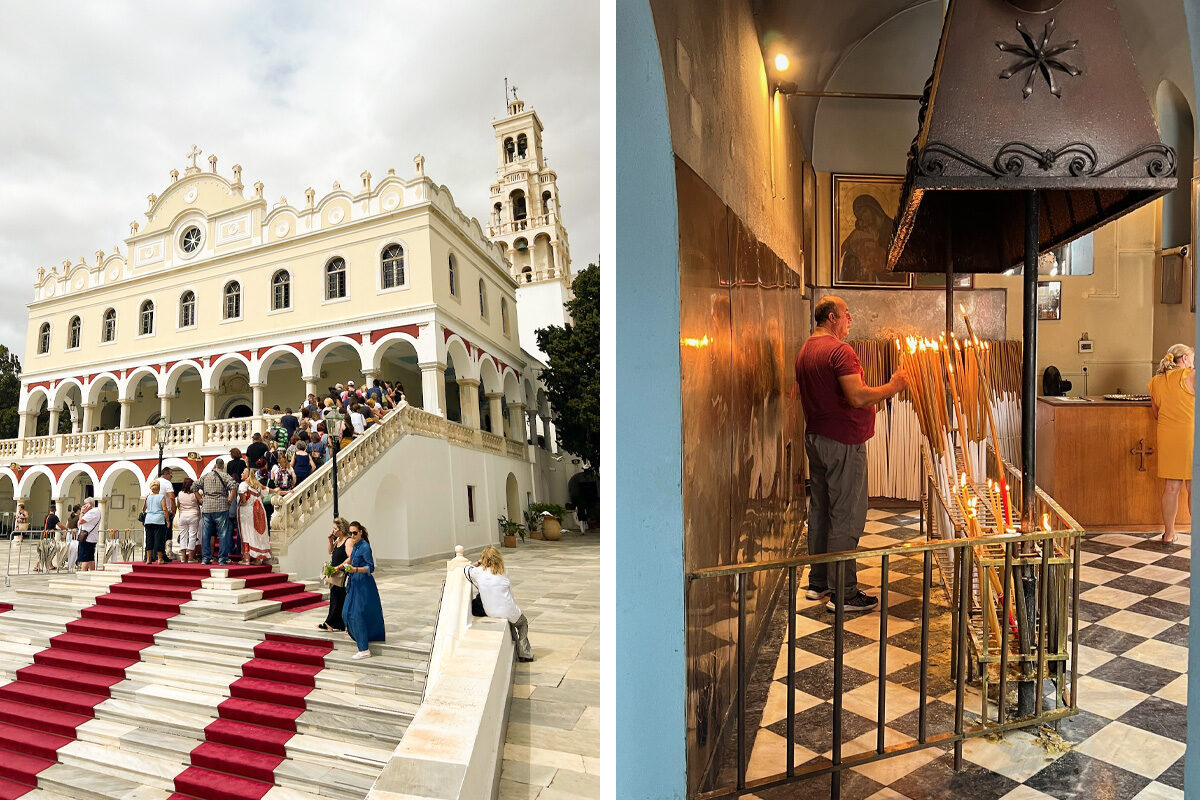 De kerk Panagia Evangelistria op Tinos