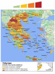 Kaart actuele covid-19 situatie in alle regio’s van Griekenland