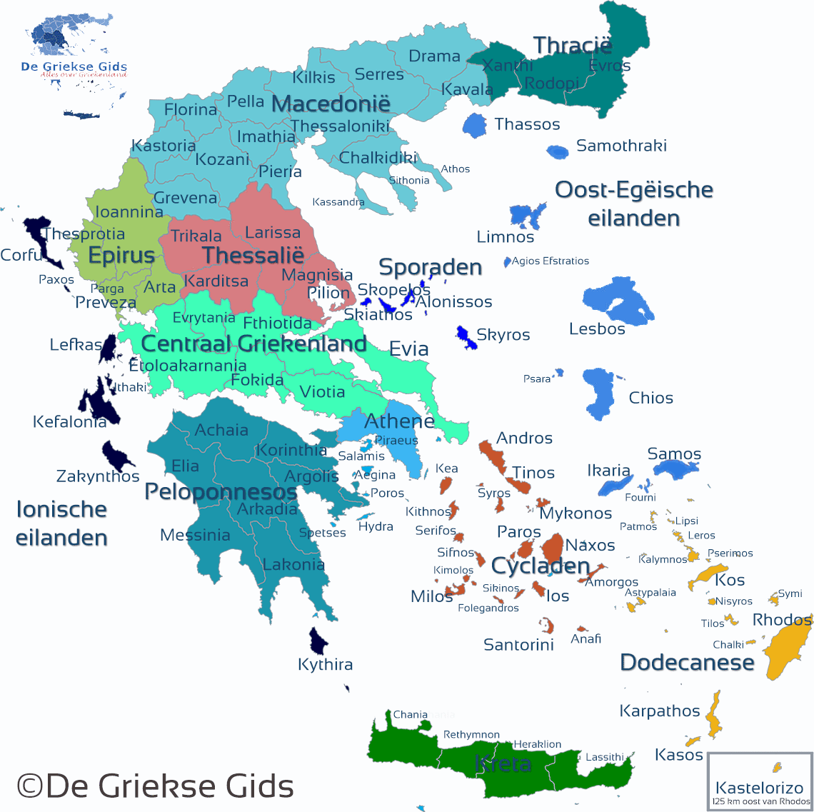 Kaart van Griekenland - Map of Greece