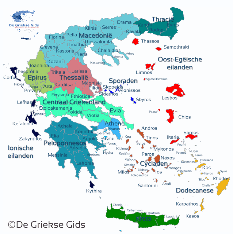 Kaart van Griekenland - Map of Greece