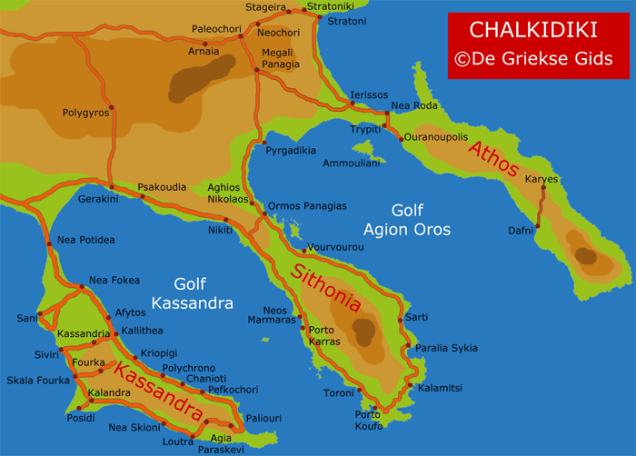 Kaart Chalkidiki