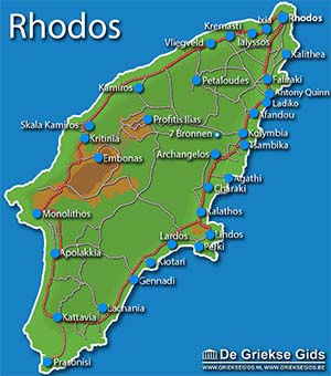 De interactieve kaart van Rhodos