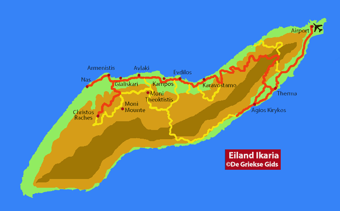 Landkaart / Plattegrond Ikaria