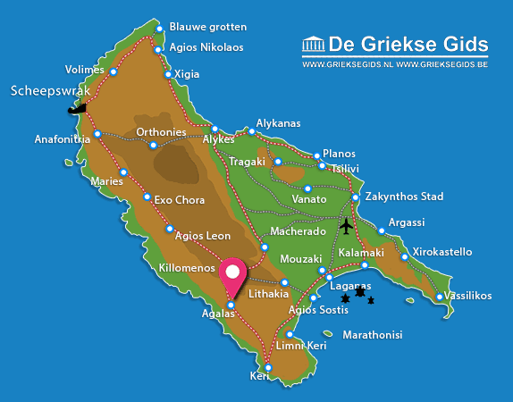 Waar ligt Agalas Waar ligt Zakynthos
