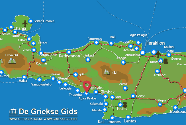 Waar ligt Agios Pavlos Waar ligt Rethymnon Kreta