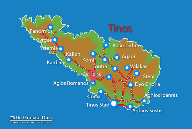 Waar ligt Agios Romanos Waar ligt Tinos