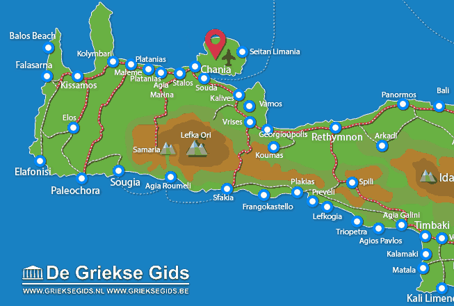 Waar ligt Akrotiri Waar ligt Chania Kreta