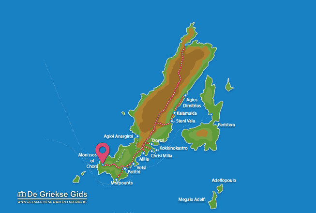 Waar ligt Alonissos stad Waar ligt Alonissos