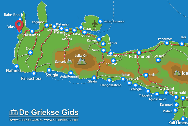 Waar ligt Falasarna Waar ligt Chania Kreta