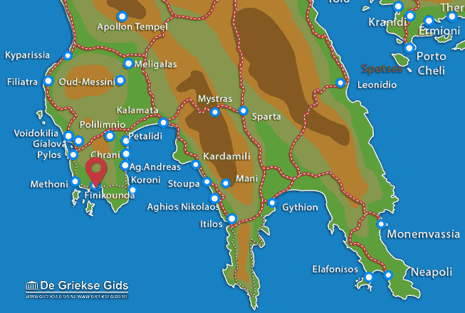 Waar ligt Finikounda Waar ligt Messinia