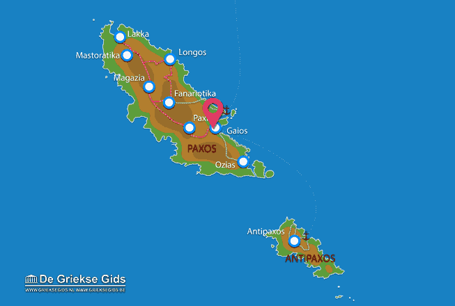 Kaart Eilandhoppen Corfu Paxos (incl. huurauto)