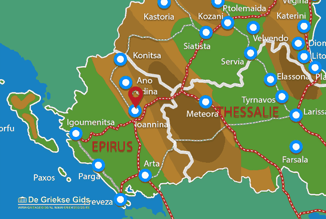 Waar ligt Ioannina stad Waar ligt Ioannina