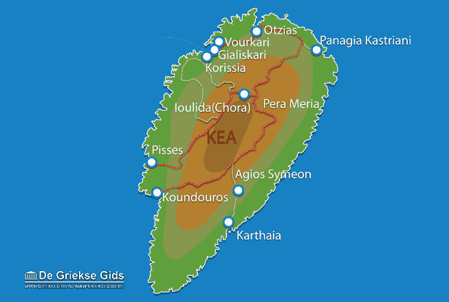 Waar ligt Kaart - landkaart Kea Waar ligt Kea