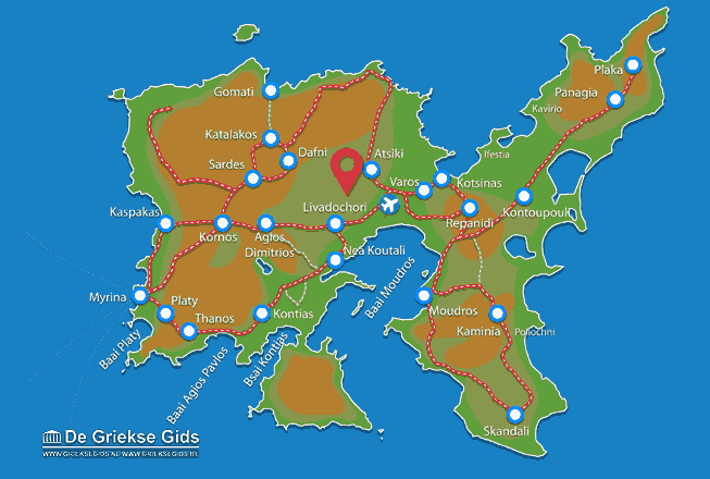 Kaart - Landkaart Limnos - vakantie, informatie en leuke tips