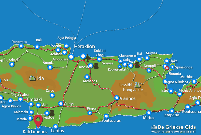 Waar ligt Kali Limenes Waar ligt Heraklion Kreta