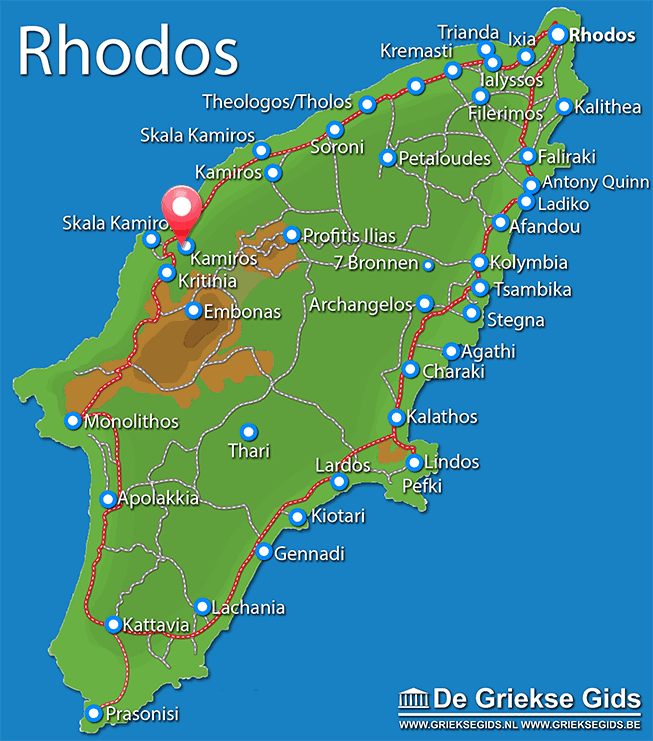 Waar ligt Kamiros Waar ligt Rhodos