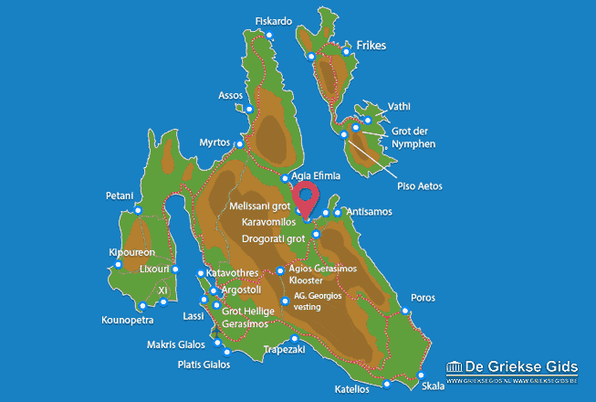 Waar ligt Karavomilos Waar ligt Kefalonia