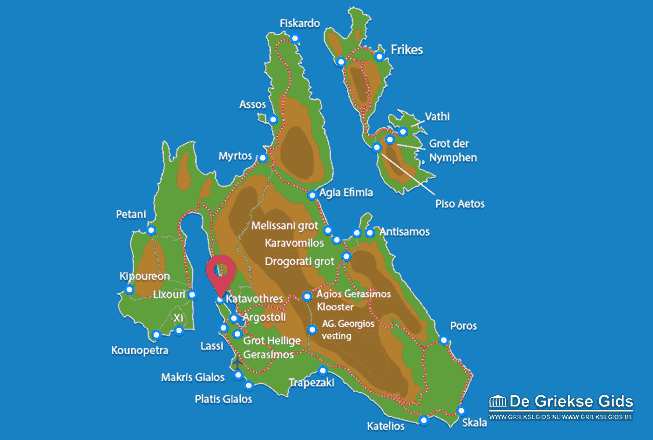 Waar ligt Katavothres Waar ligt Kefalonia