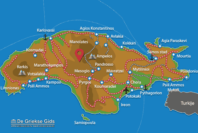 Kaart - Landkaart Samos Samos | Informatie en tips Kaart - Landkaart Samos