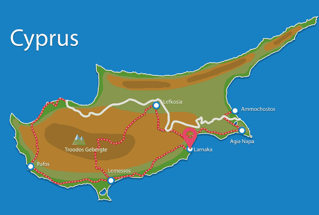 Waar ligt Larnaca Waar ligt Cyprus