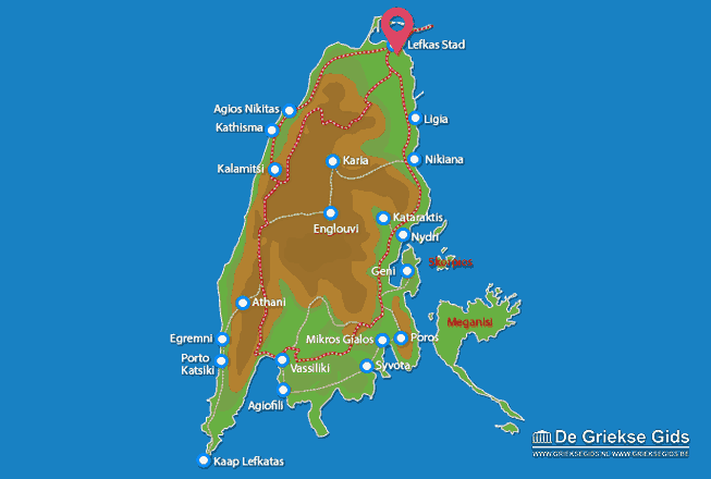 Waar ligt Lefkas stad Waar ligt Lefkas