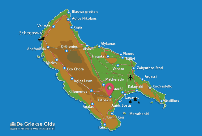 Waar ligt Lithakia Waar ligt Zakynthos