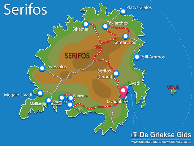 Waar ligt Livadakia Waar ligt Serifos