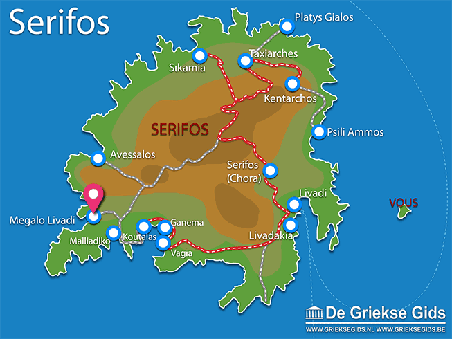 Waar ligt Megalo Livadi Waar ligt Serifos