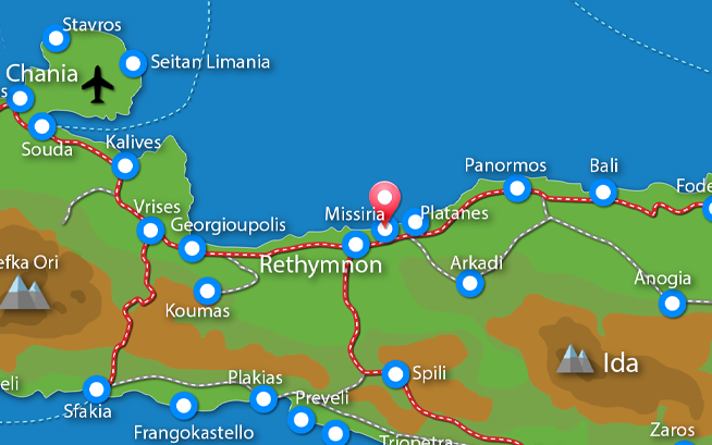 Waar ligt Rethymnon Kreta