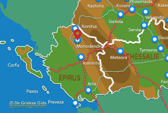Waar ligt Monodendri Waar ligt Ioannina